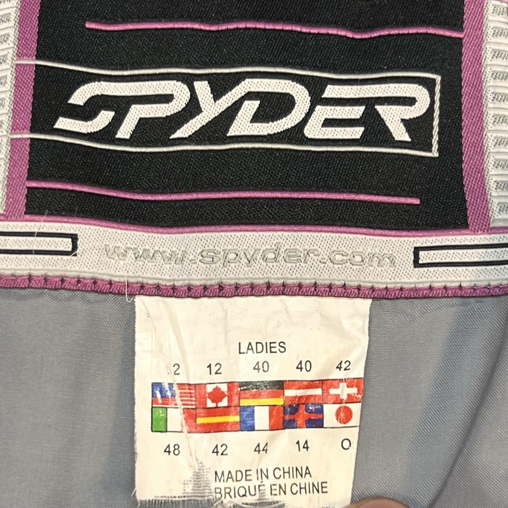 Spyder Jacket Womens 12 White Hooded Insulated Ski Snow Colorblock Pockets - Picture 9 of 13